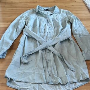 Women's Light Blue Belted cover up dress